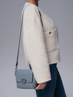 Сумка кожаная кросс-боди Azaro 3520 серо-голубой/бизон