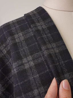 Шерсть пальтово-костюмная Твид Клетка двойная цв.серый/черный, ш.1.5м, шерсть-50%, п/э-50% - Купава фото 9