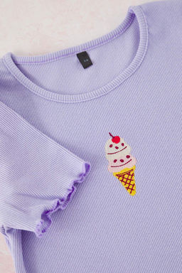 Ekru-Pembe 2li K?z Cocuk Pamuklu Crop K?sa Kol Orme T-Shirt TKDSS25TS00027 - Trendyolmilla фото 4