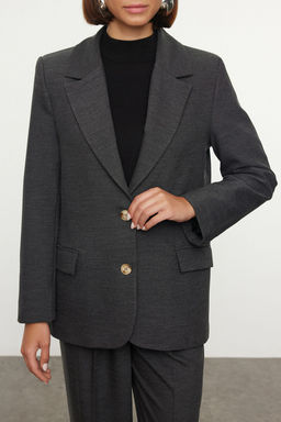 Limited Edition Siyah Poliviskon Basic Dokuma Blazer Ceket TWOAW23BC00132