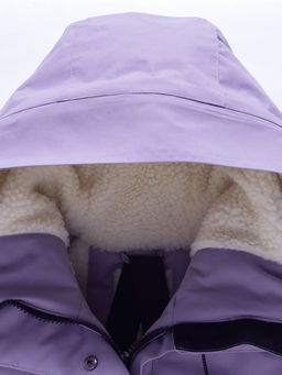 Парка зимняя подростковая для девочки с капюшоном сиреневого цвета 9538Sn - Valianly фото 16