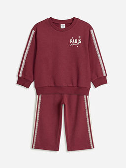 Paris Bask?l? K?z ?ocuk Sweatshirt ve Pantolon