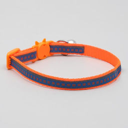 Ошейник с декоративной светоотражающей полосой, имитация нейлона, 30 х 1 см, оранжевый - Пижон фото 2