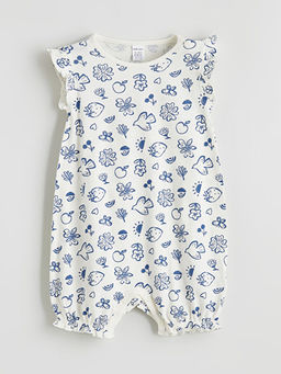 Bisiklet Yaka Bask?l? F?rf?rl? K?z Bebek Tulum