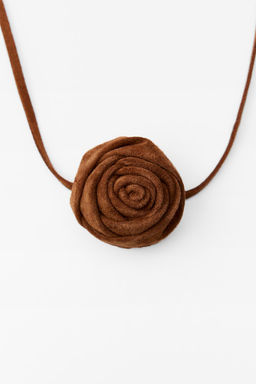 FAUX SUEDE CORD NECKLACE WITH FLOWER - Zara фото 4
