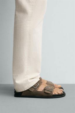 DOUBLE-STRAP LEATHER SANDALS - Zara фото 2