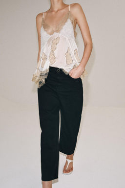 JEANS ZW COLLECTION TAPERED TIRO MEDIO / Negro - Zara фото 4