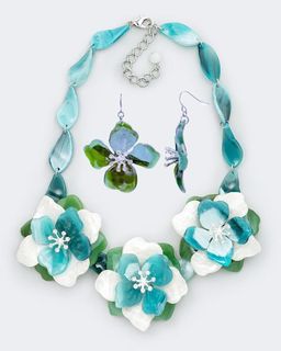 Selena. Accenta Набор "Первые цветы": колье и серьги, розовый