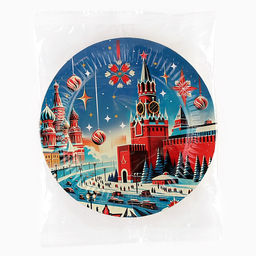 Цена за 10 шт. Тарелка одноразовая бумажная «С Новым годом», 18 см