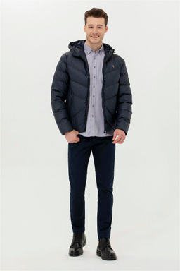 Мужская темно-синяя кожаная куртка - U.s. polo assn фото 4