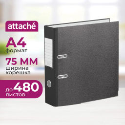 Папка-регистратор 75 мм Attacheмрамор,мет.уг.,черный кореш,карм.кор,бум/бум  фото 2