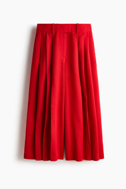 Pantal?n culotte en mezcla de lino con pliegues