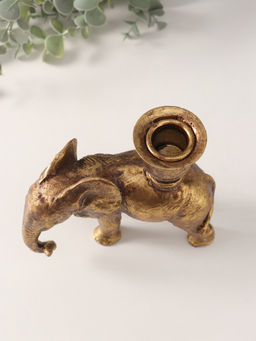 Подсвечник на 1 свечу «Индийский слон», полистоун, золото, 14×6×15 см