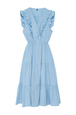 TRENDYOLMILLA Siyah Duz Midi Skater Form F?rf?r Detayl? Dokuma Elbise TWOSS24EL01073 фото 6