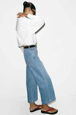 Z.08 BELTED WIDE-LEG CROPPED JEANS - Zara фото 31