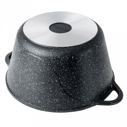 Кастрюля с антипригарным покрытием 5л, д26см "Гранит", h13см, s0,4см, литые ручки, стеклянная крышка с пароотводом, подарочная упаковка (Россия)