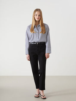 Beli Kemerli Mom Fit Kad?n Jean Pantolon