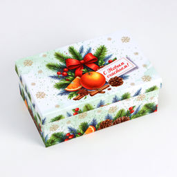 Набор подарочных новогодних коробок 10 в 1 Мандариновое счастье, 32.5?20?12.5 - 12?7?4 см