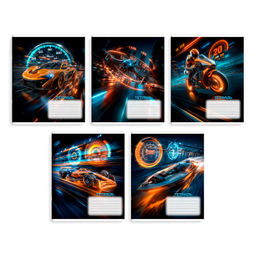 Тетрадь школьная ученическая, 18 л, клетка, арт. 70938/ 10 НОЧНЫЕ ГОНКИ /А5+, мягкий переплёт (2 ско