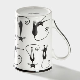 Кружка фарфоровая Доляна «Чёрный кот», 300 мл, цвет белый