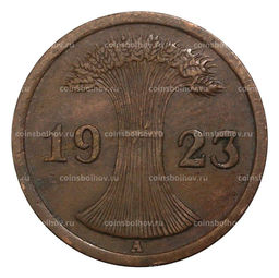 Монета 2 рентенпфеннига 1923 года А Германия