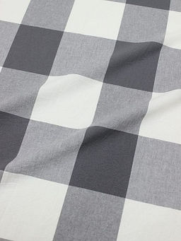 Вареный (стираный) хлопок Клетка (9.5*9.5см) цв.графитовый/молочный, ш.2.5м, хл-100%, 125гр/м.кв