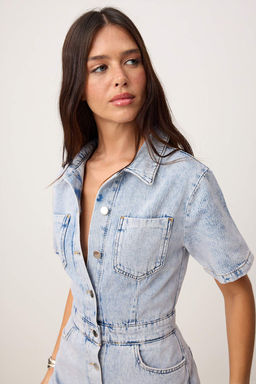 Premium Ac?k Mavi Ozel Kumas Midi Denim Elbise TWOSS26EL00277 - Trendyolmilla фото 2