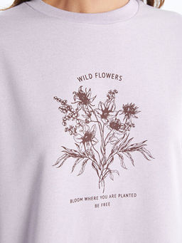 Bisiklet Yaka Bask?l? Kad?n Sweatshirt Tunik