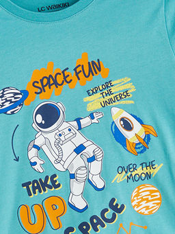 Bask?l? Erkek ?ocuk ?ortlu Pijama Tak?m?