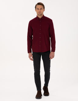 Bordo Regular Fit Uzun Kollu G_mlek