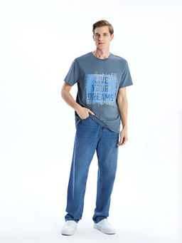 Bisiklet Yaka D?z Grafitili Erkek Ti??rt