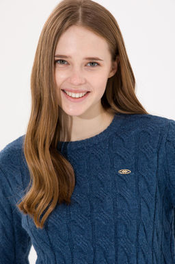 U. S. Polo Assn Женский синий свитер с круглым вырезом - U.s. polo assn фото 4