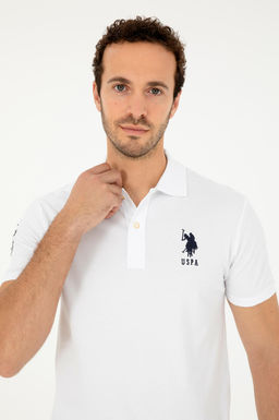 Футболка мужская U.S. Polo Assn базовая белая из хлопка с эластаном  фото 9