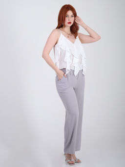 Серые летние брюки женские больших размеров - Almond фото 3