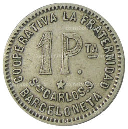 Монета 1 песета 1915 года Испания  Барселона