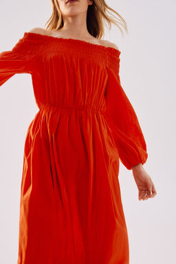 Vestido off-the-shoulder con escote nido de abeja - H&m фото 2
