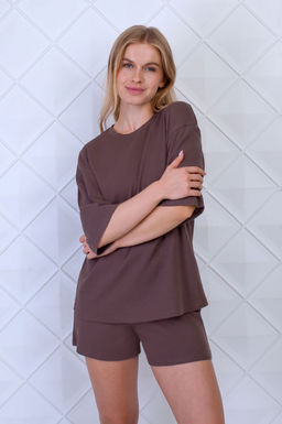 Арт. 9134 Пижама с шортами 42-50 (5 шт) Цвет:верх-черный,низ-черный