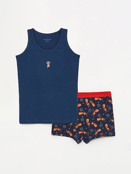 Bisiklet Yaka Y?lba?? Temal? Erkek ?ocuk Atlet ve Boxer