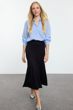 TRENDYOLMILLA Bordo Midi Esnek Orme Bal?k Etek TWOAW25ET00107