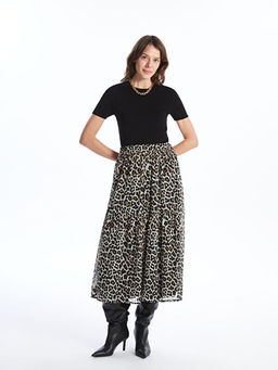 Beli Lastikli Leopar Desenli Kad?n Etek