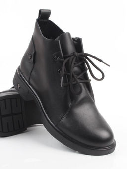 01-M43-18 BLACK Ботинки демисезонные женские (натуральная кожа)