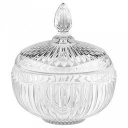 Конфетница стеклянная "Пралине" 900мл, д16см, h8,8см, общая h18,2см, основание д6,7см, с крышкой, под хрусталь, в коробке (Китай)