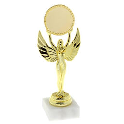 Фигура Ника с шаром, подставка камень белая, 18 х 7 х 5,2 см