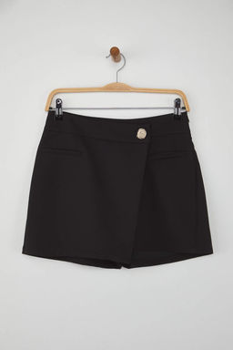 Koyu Kahverengi Dugme Detayl? Mini Sort Etek Sort & Bermuda TWOAW26SR00027