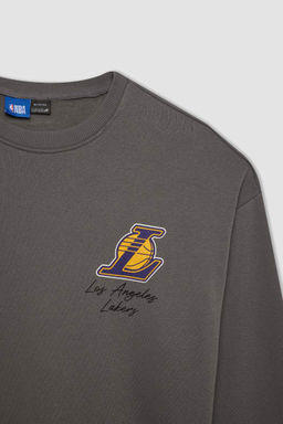 DeFactoFit толстый свитшот оверсайз с круглым вырезом NBA Los Angeles Lakers  фото 13