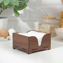 Салфетница деревянная Орех, без гравировки, с салфетками, цвет коричневый