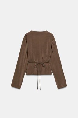 CAMISA KIMONO LAZADA / Marr?n oscuro - Zara фото 7