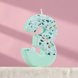 Свеча для торта «Мозаика», цифра 3, голубой