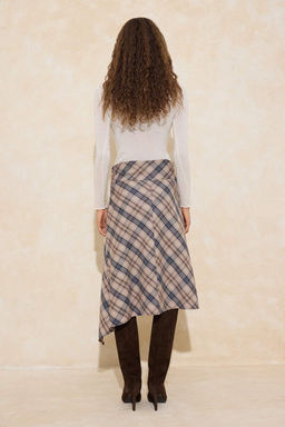 Bej-Cok Renkli Ekose Asimetrik Kesim Dugme Detayl? Etek TWOAW26ET00173 - Trendyolmilla фото 9