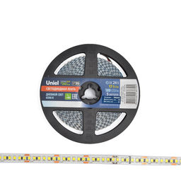 ULS-2835-180LED/m-10mm-IP20-DC24V-17W/m-5M-6500K Гибкая светодиодная лента на самоклеящейся основе. Катушка 5м. в герметичной упаковке. Дневной свет (6500K). ТМ Uniel